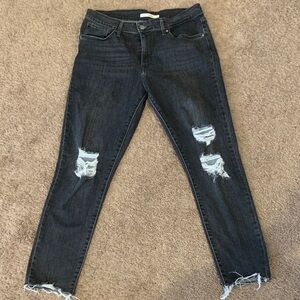 Levi’s 721 High‎ Rise Skinny Distressed Black Women's Jeans Size 31